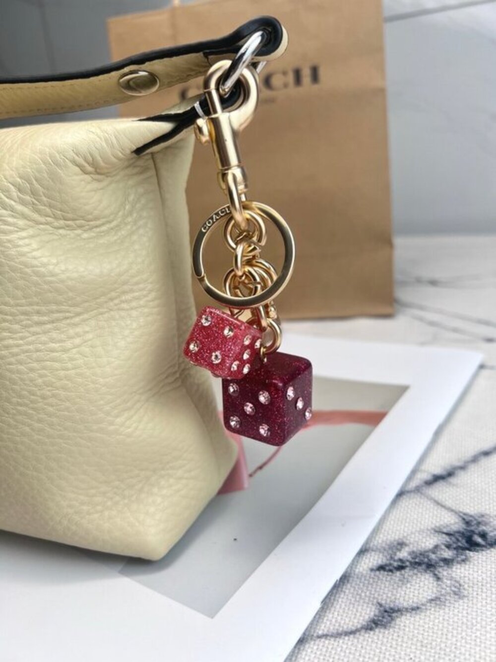 Coach Dice Bag Charm Keychain Coach Bag Accessories